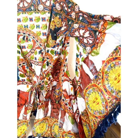 Antica Sartoria Giacomo Cinque open front Art to wear ONE SIZE Poncho Mumu - Picture 6 of 8